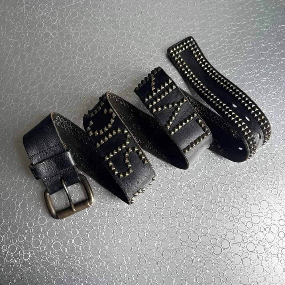 VTG Rare Diesel For Successful Living Studded Leather Belt Italy - Size 95 38